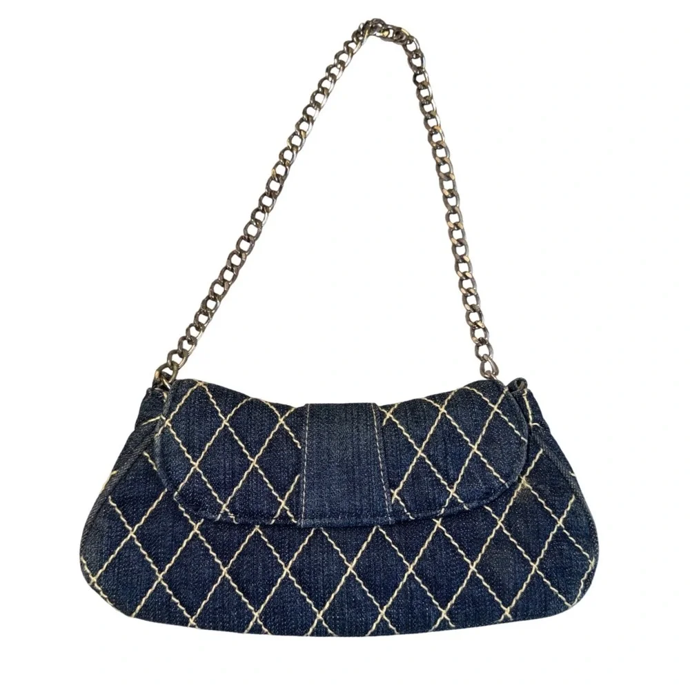 Vera Bradley Denim‎ Quilted Diamond Shoulder Bag Chain Strap Y2K Deadstock 2000s